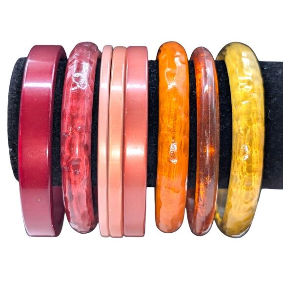 Stack of Eight Fall Colors Bangle Bracelets - Picture 3 of 4